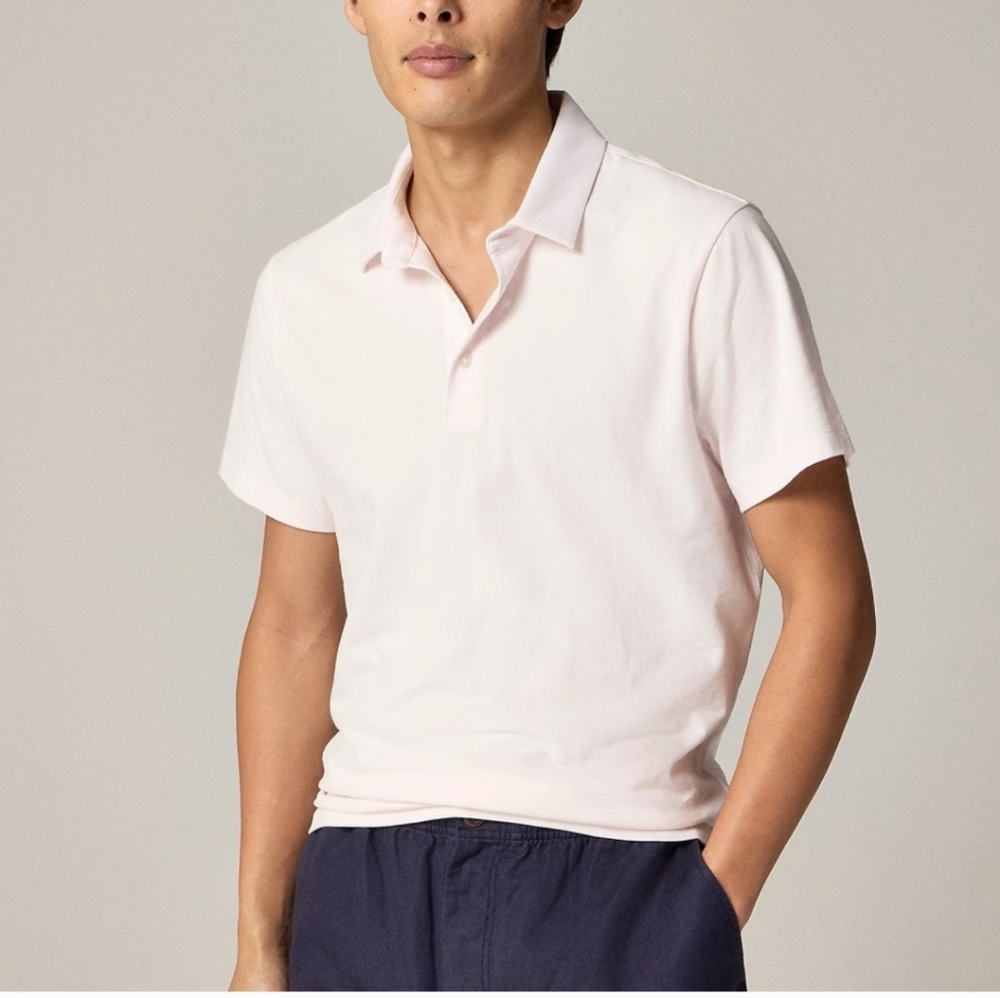 J Crew Sueded Jersey Polo Shirt Mens Large L Pink